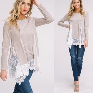 French terry lace tunic